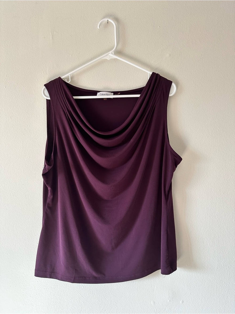 Calvin Klein Sleeveless Draped Neck Camisole - Plum